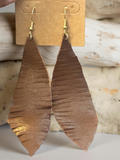 Genuine leather leaf earrings