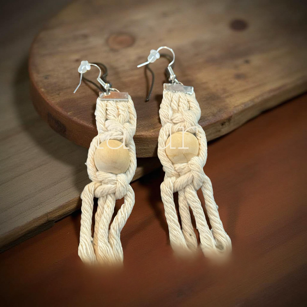 MACRAME BEAD EARRINGS(CLEARANCE)