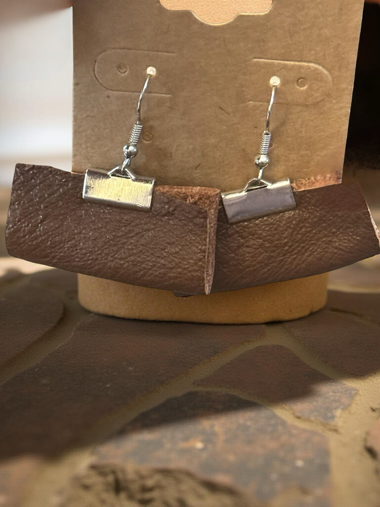 Genuine Leather Purse-Styled Earrings