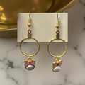 Dainty pink bow and pearl earrings