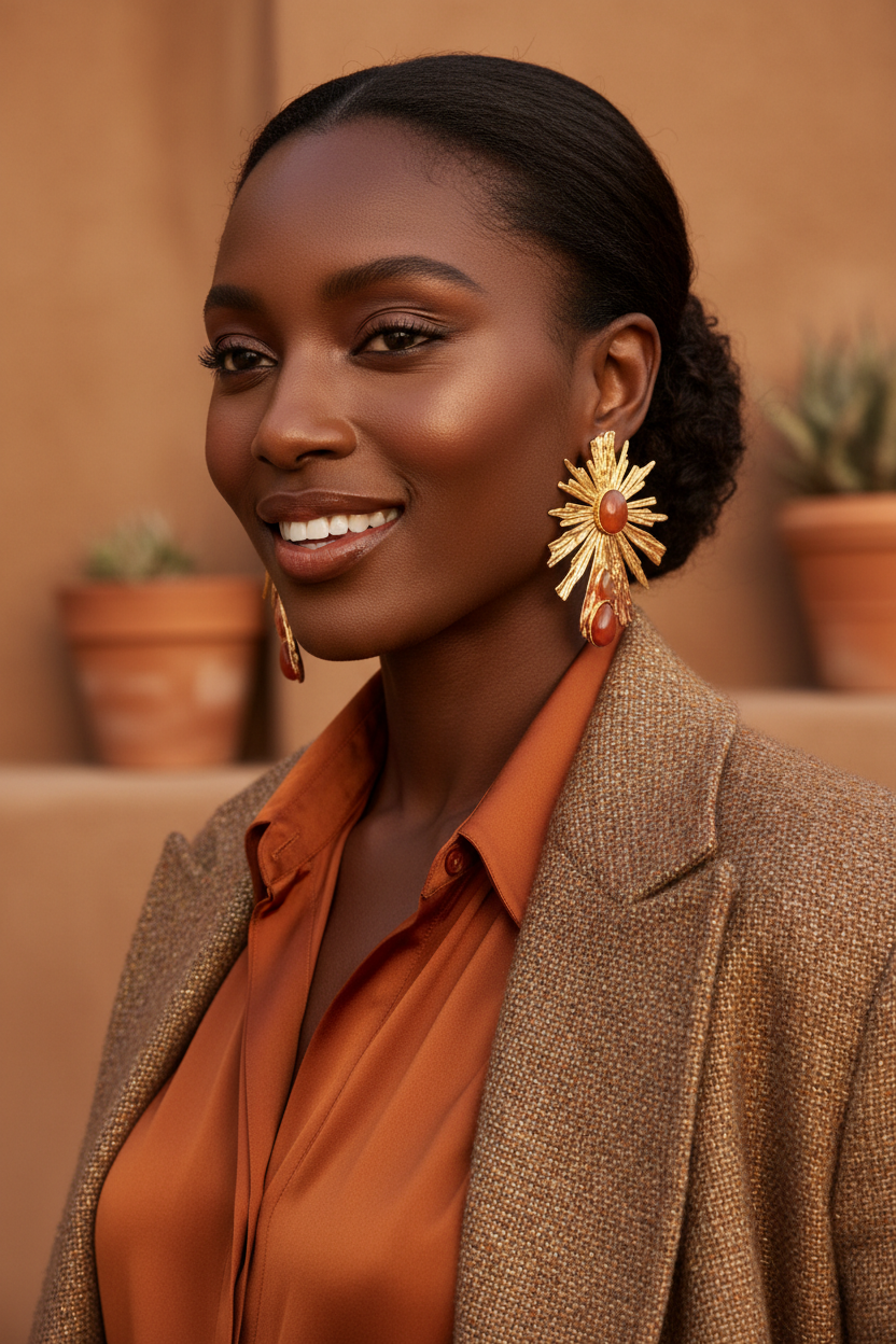Black woman wearing earrings